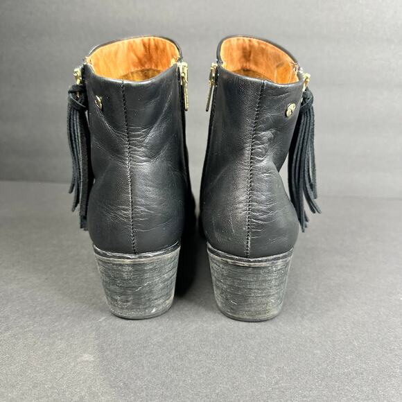 Pikolino Womens size 40 9 9.5 Andorra Black Leather Tassel Ankle Boots Side Zip - Picture 5 of 11